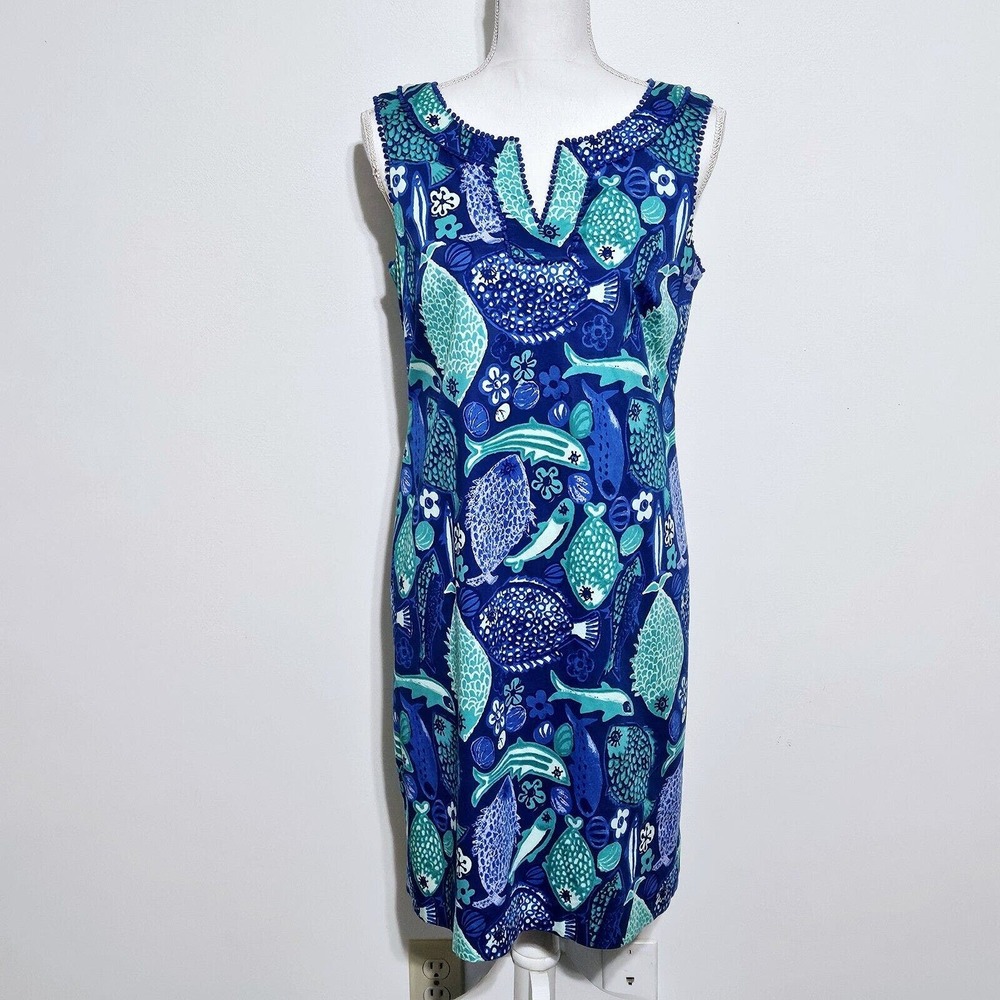 Talbots Blue and Green Sleeveless Dress